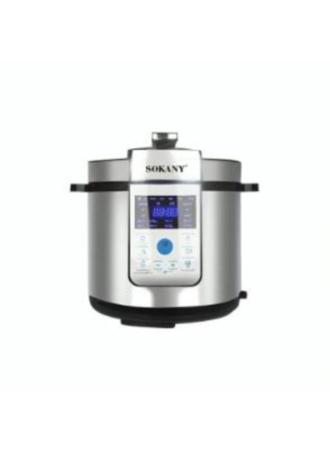 Sokany Digital Electric Pressure Cooker, 1500 Watt, 6 Liter, Silver Black - SK-07044